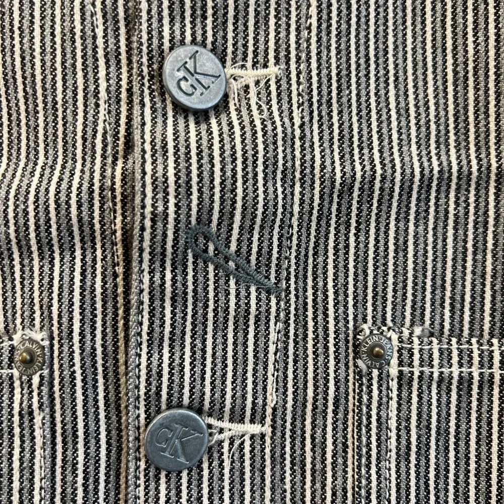 Calvin Klein Jeans Pinstripe Denim Vest Women's Size M‎ Trucker Style Sleeveless - Picture 4 of 12